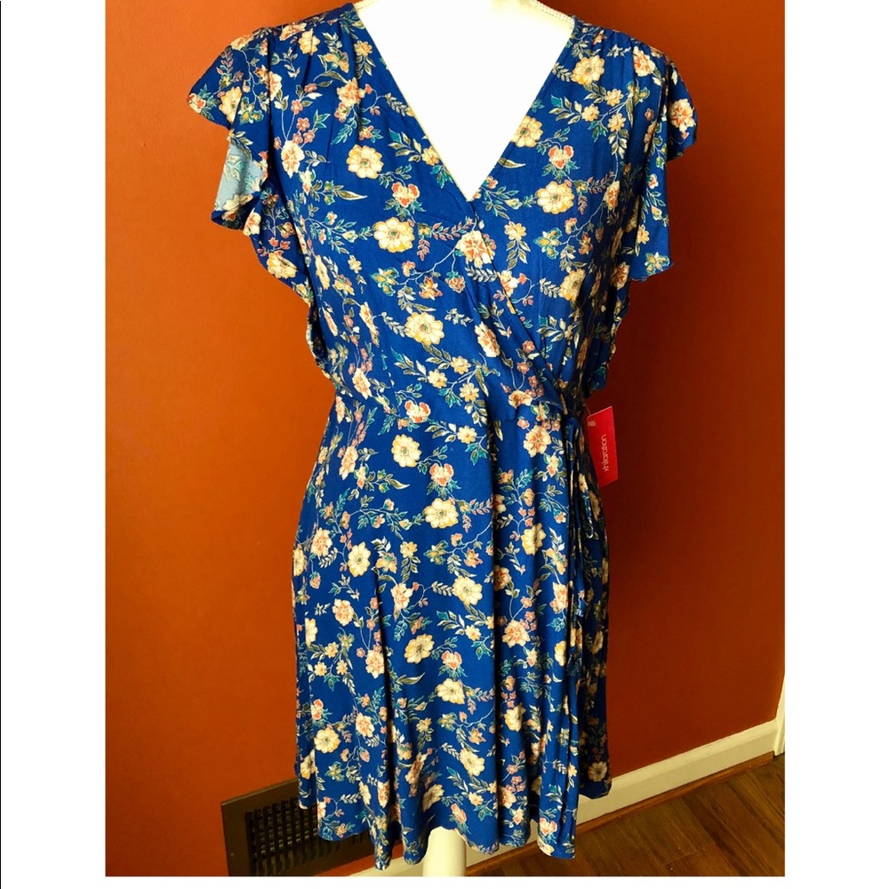 BLUE FLORAL DRESS, SIZE S